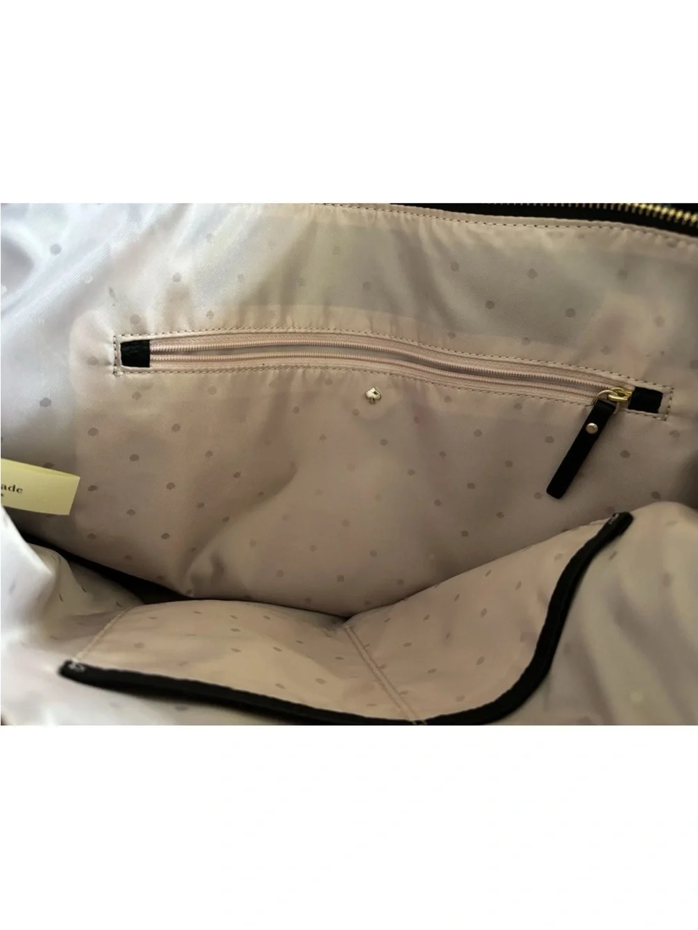 kate spade Black Pebbled Leather Zip-Top Tote with Gold Logo